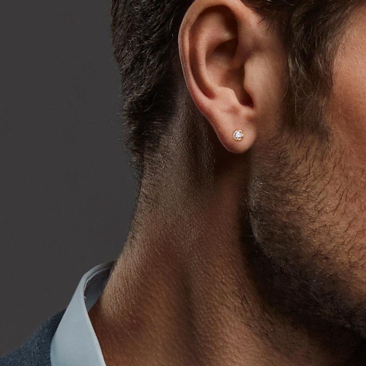 Stud earrings 18k Yellow Gold Zirconia 2 Stones Ø2.5 mm