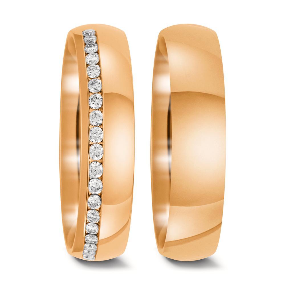 Wedding Ring 18k Rose Gold Diamond 0.21 ct, 21 Stones, tw-vsi