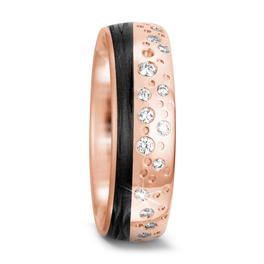 Wedding Ring 14k Rose Gold, Carbon Diamond 0.156 ct, 20 Stones, tw-si