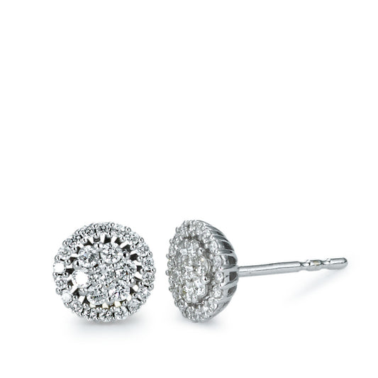Stud earrings 18k White Gold Diamond 0.35 ct, 50 Stones, brilliant, w-si Ø7 mm