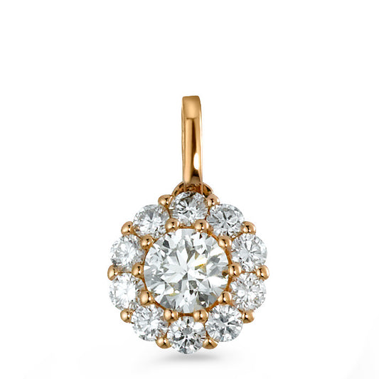 Pendant 18k Red Gold Diamond 0.50 ct, 11 Stones, brilliant, w-si Ø7 mm