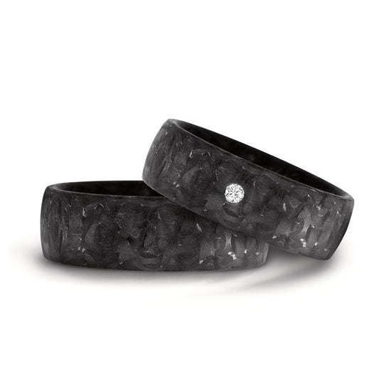 Wedding Ring Carbon Diamond 0.03 ct, w-si
