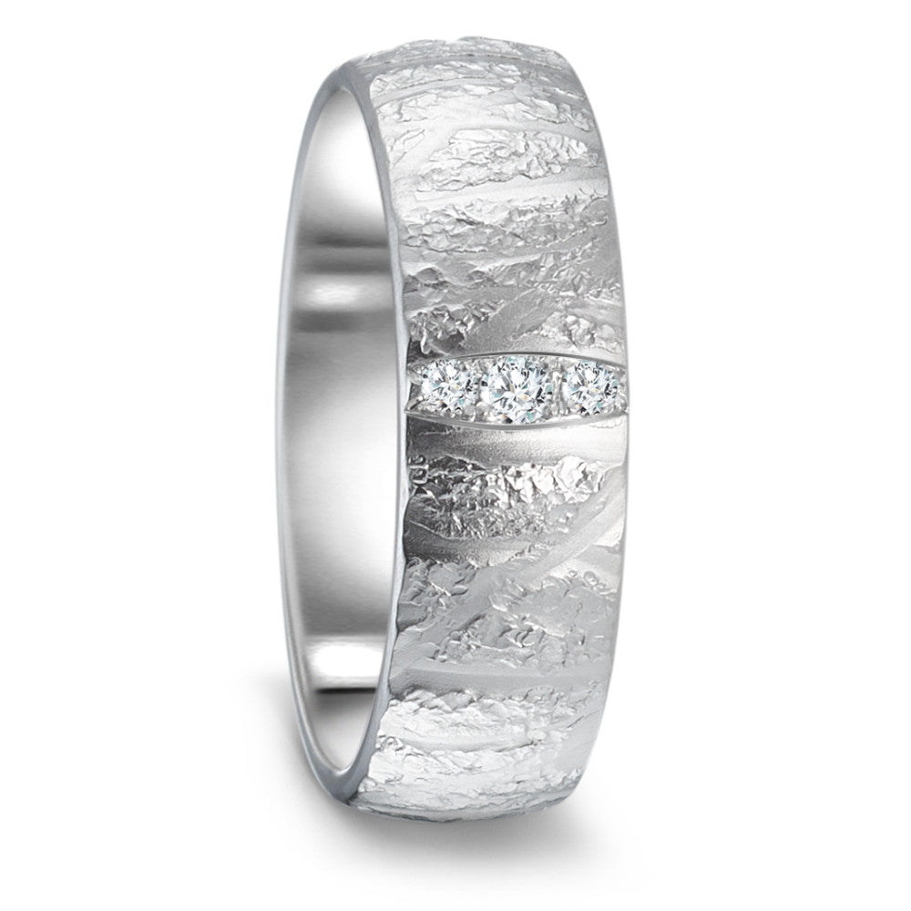 Wedding Ring 18k White Gold Diamond 0.045 ct, 3 Stones, tw-vsi