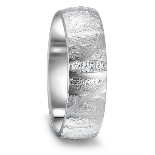 Wedding Ring 18k White Gold Diamond 0.045 ct, 3 Stones, tw-vsi