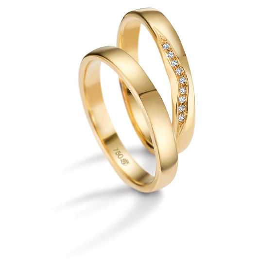 Wedding Ring 18k Yellow Gold Diamond 0.045 ct, 9 Stones, tw-vsi