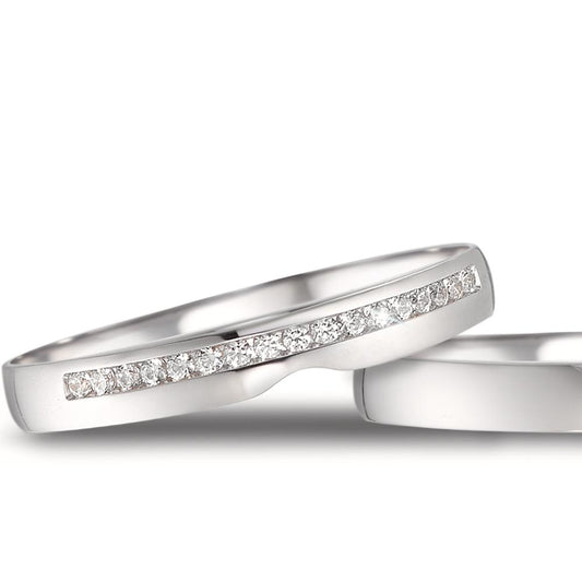 Wedding Ring 18k White Gold Diamond 0.085 ct, 17 Stones, tw-vsi