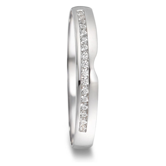 Wedding Ring 18k White Gold Diamond 0.085 ct, 17 Stones, tw-vsi