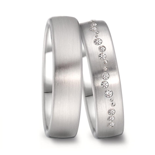 Wedding Ring 18k White Gold Diamond 0.105 ct, 15 Stones, tw-vsi