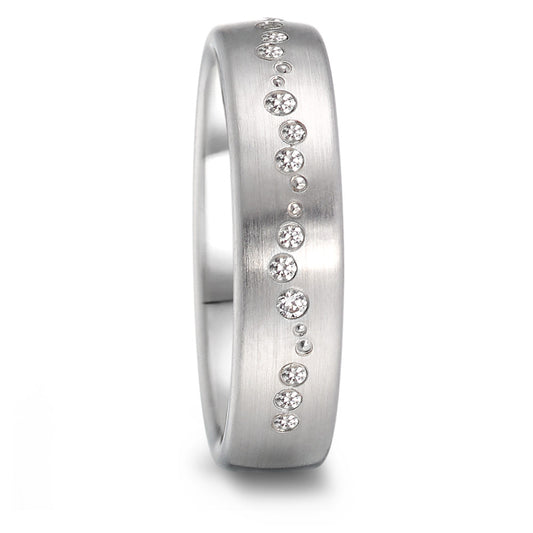 Wedding Ring 18k White Gold Diamond 0.105 ct, 15 Stones, tw-vsi