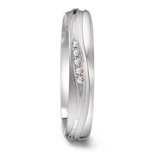 Wedding Ring 18k White Gold Diamond 0.09 ct, 15 Stones, tw-si