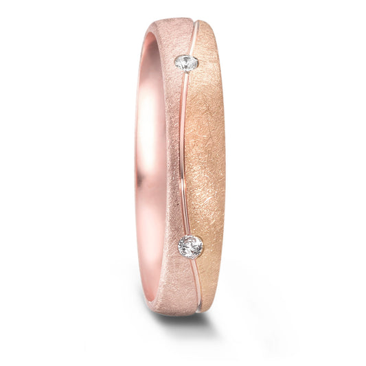 Wedding Ring 14k Rose Gold, 14k Red Gold Diamond 0.08 ct, 4 Stones, w-si