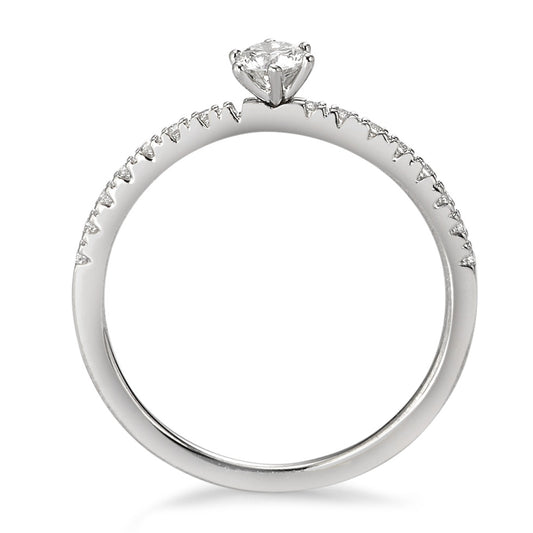 Solitaire ring 18k White Gold Diamond White, 0.25 ct, 17 Stones, brilliant, w-si