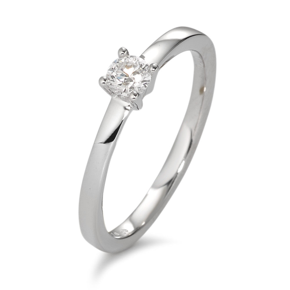 Solitaire ring 18k White Gold Diamond White, 0.20 ct, brilliant, w-si