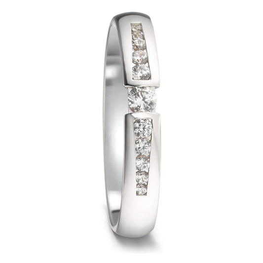 Wedding Ring 18k White Gold Diamond 0.25 ct, 11 Stones, w-si