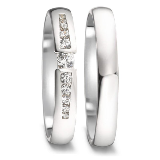 Wedding Ring 18k White Gold Diamond 0.25 ct, 11 Stones, w-si