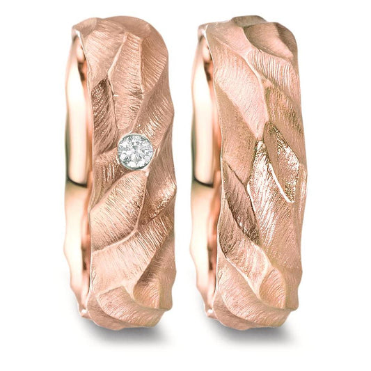 Wedding Ring 18k Red Gold Diamond 0.04 ct, w-si