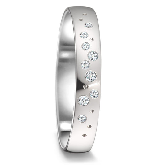 Wedding Ring 18k White Gold Diamond 0.087 ct, 9 Stones, tw-si