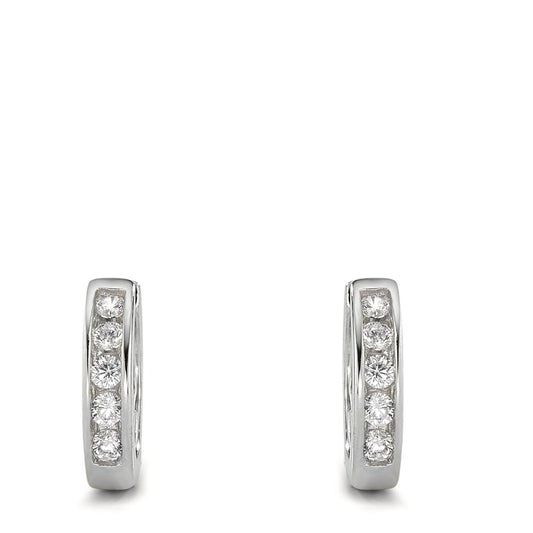 Hinged hoop Silver Zirconia White Rhodium plated