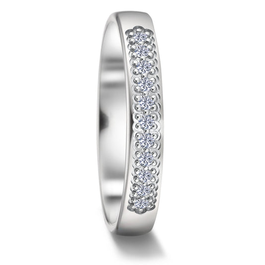 Wedding Ring 18k White Gold Diamond 0.11 ct, 11 Stones, tw-vsi