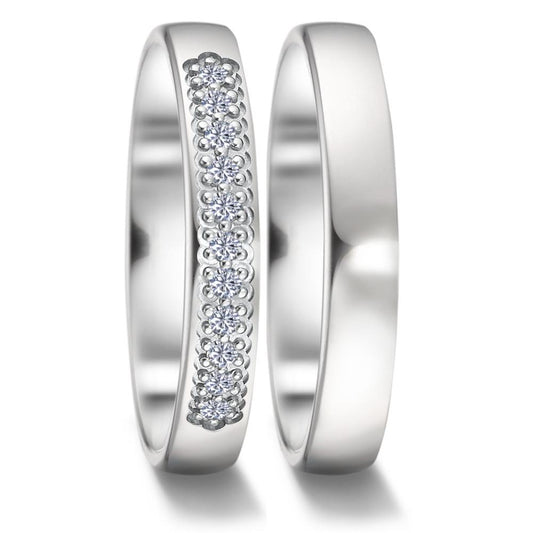 Wedding Ring 18k White Gold Diamond 0.11 ct, 11 Stones, tw-vsi