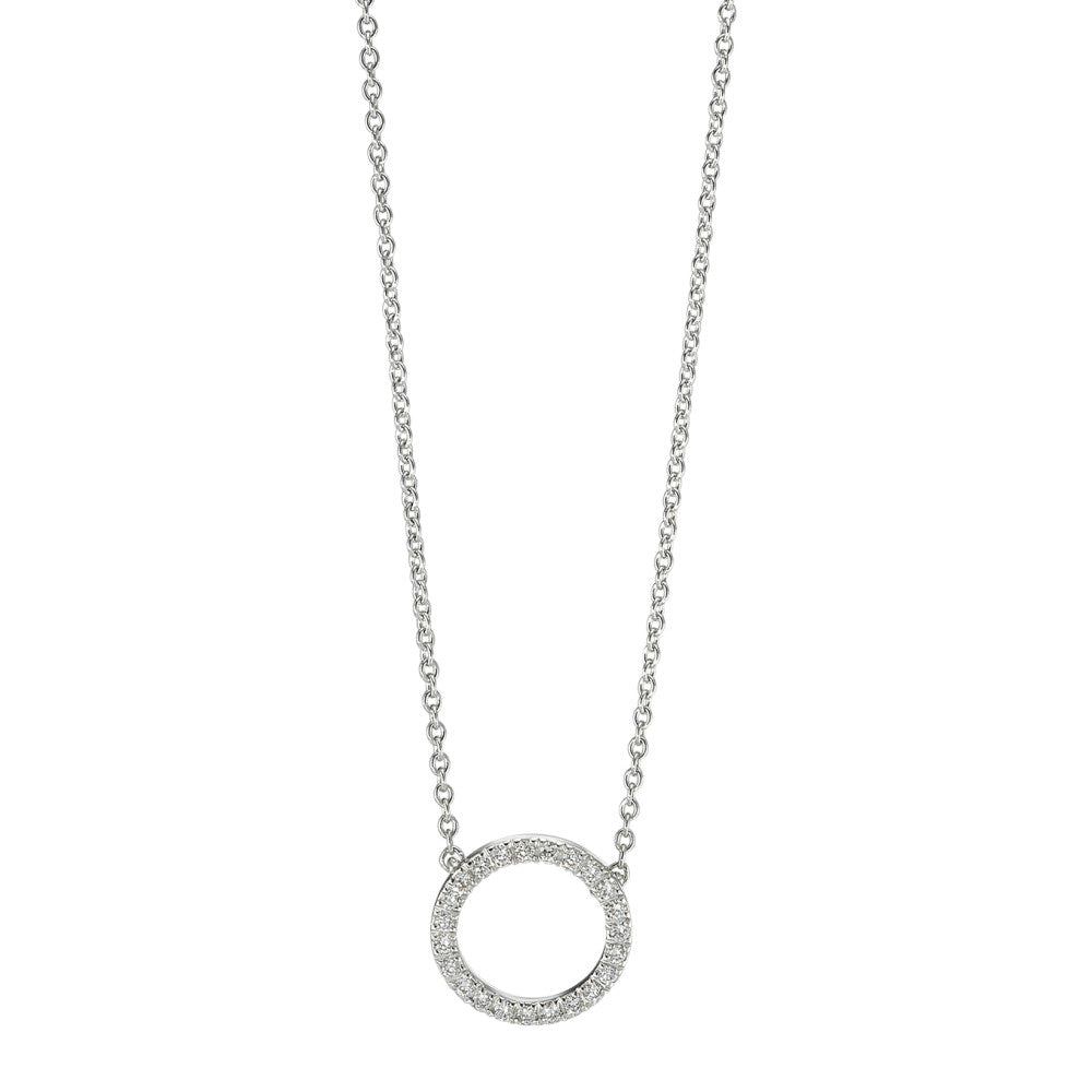 Necklace 18k White Gold Diamond 0.115 ct, w-si 42 cm Ø10 mm