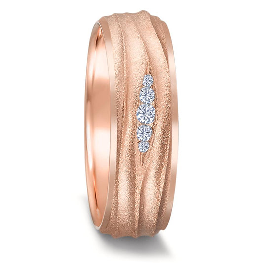 Wedding Ring 18k Red Gold Diamond 0.077 ct, 5 Stones, w-si