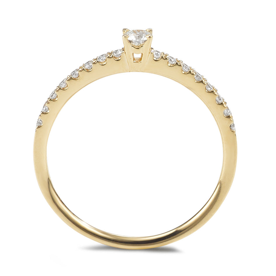 Solitaire ring 18k Yellow Gold Diamond 0.25 ct, 17 Stones, w-si