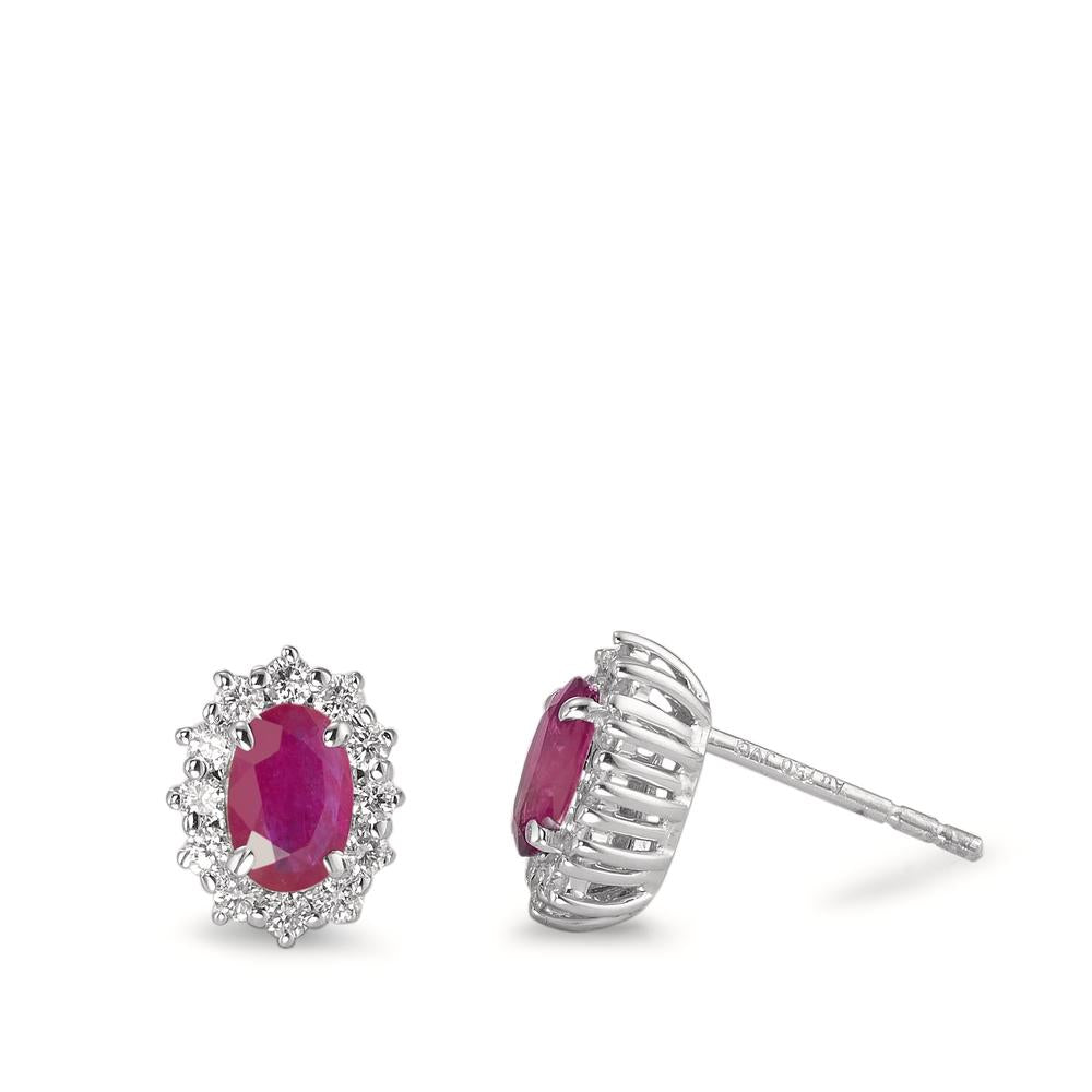 Stud earrings 18k White Gold Ruby