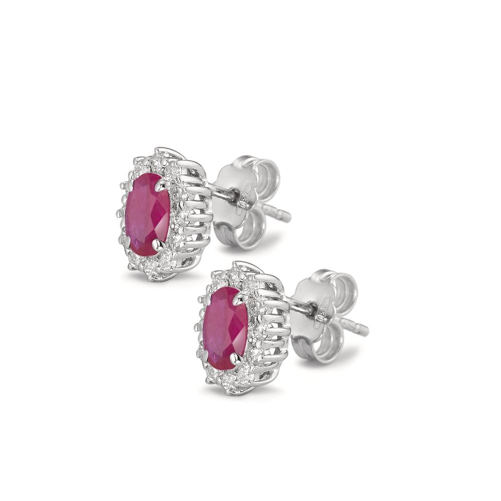 Stud earrings 18k White Gold Ruby
