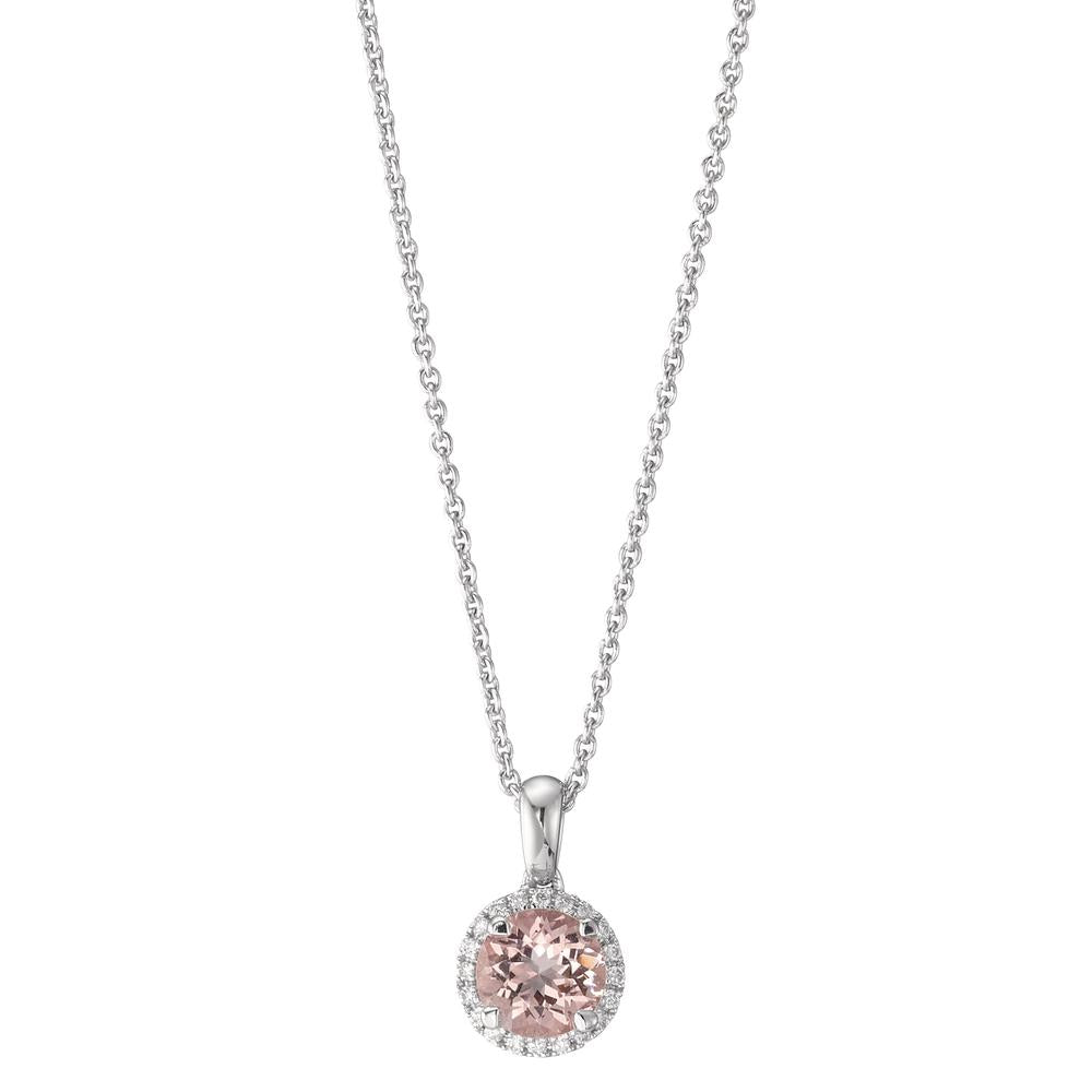 Necklace 18k White Gold Morganite, Diamond 0.06 ct, w-si 42-45 cm