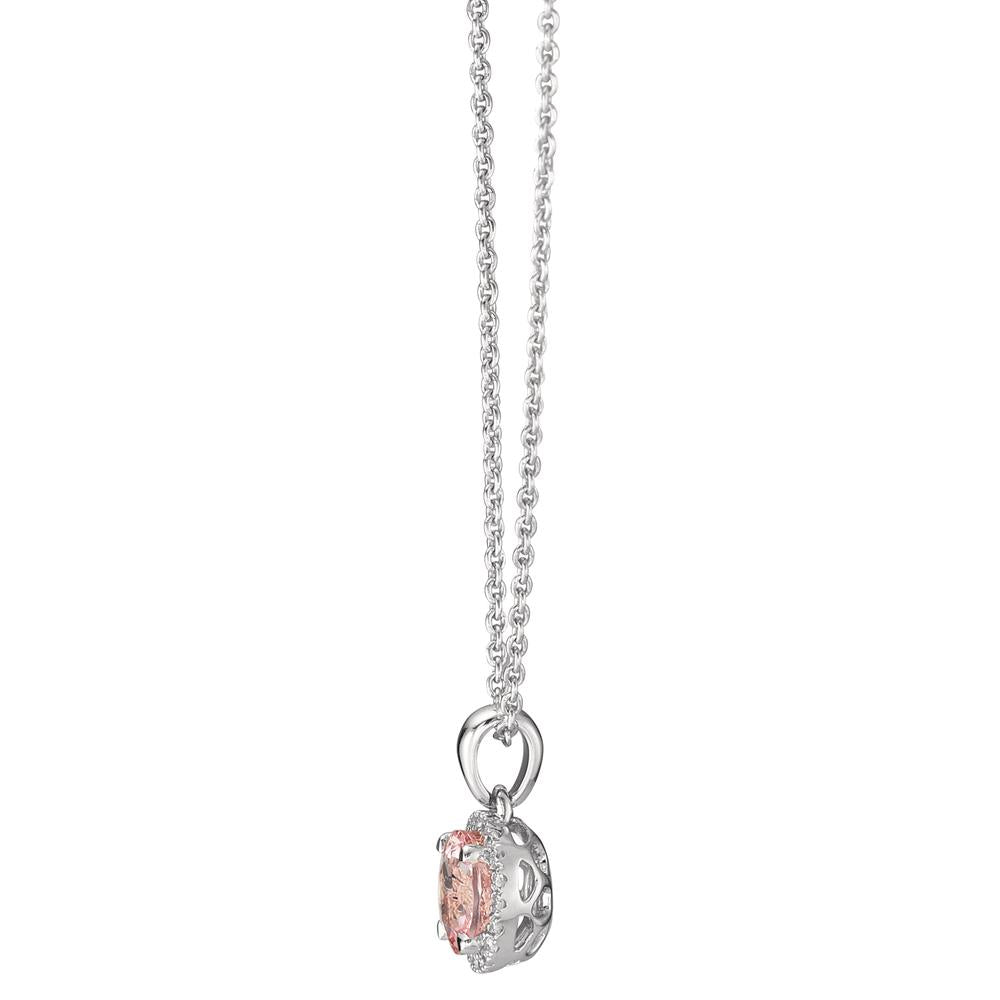 Necklace 18k White Gold Morganite, Diamond 0.06 ct, w-si 42-45 cm