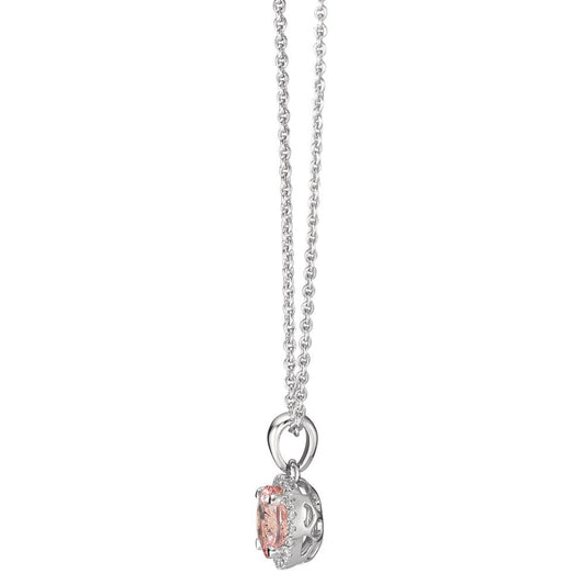 Necklace 18k White Gold Morganite, Diamond 0.06 ct, w-si 42-45 cm