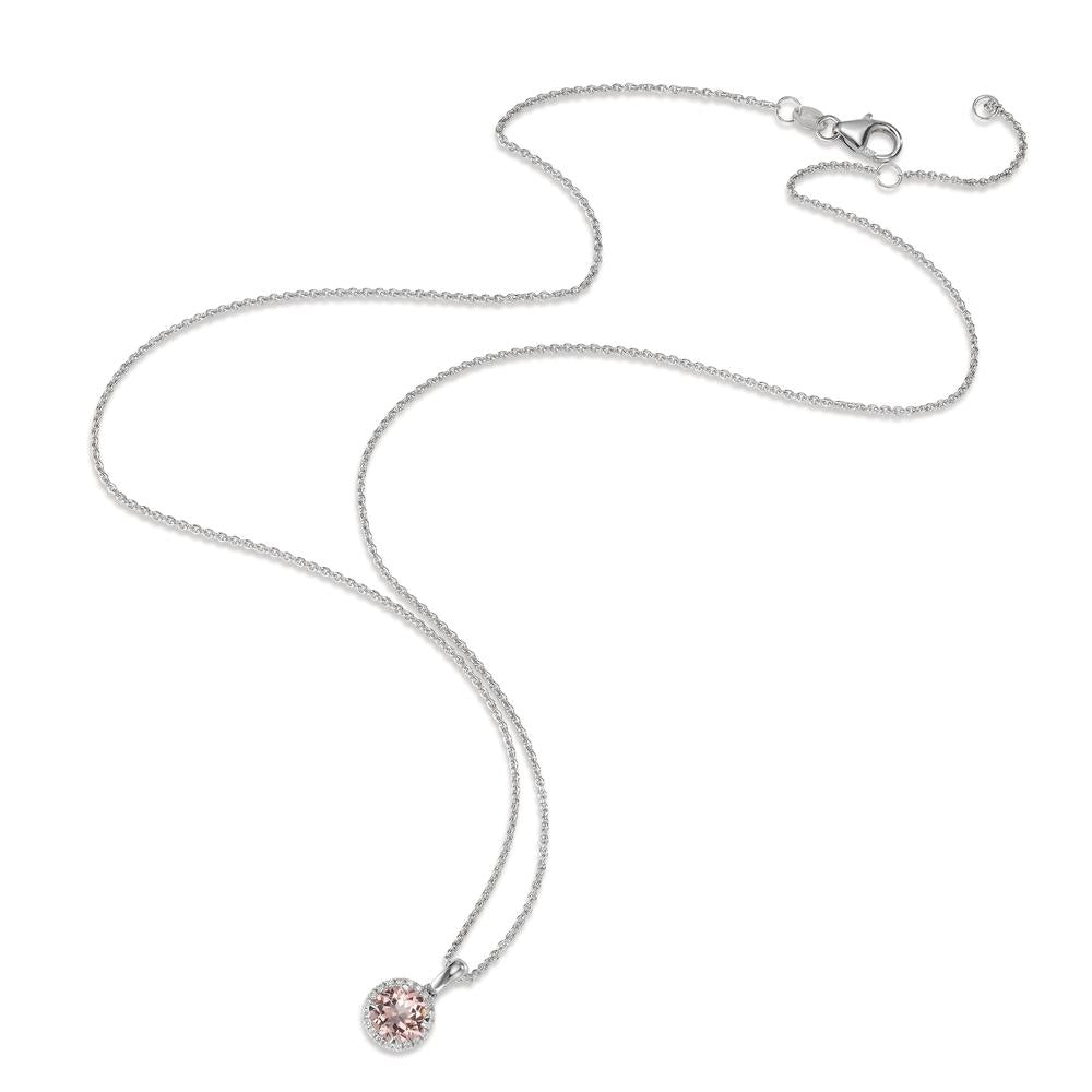 Necklace 18k White Gold Morganite, Diamond 0.06 ct, w-si 42-45 cm
