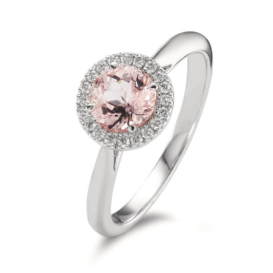 Ring 18k White Gold Morganite, Diamond 0.11 ct, w-si