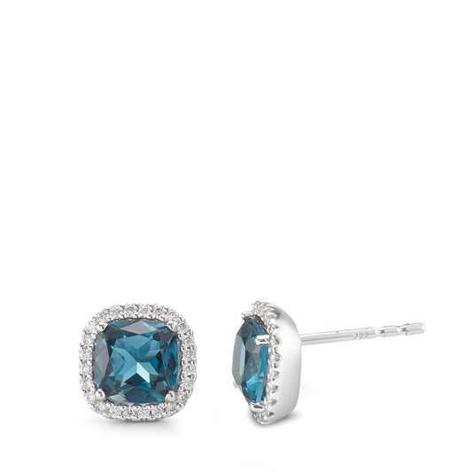 Stud earrings 18k White Gold London Blue Topaz w-si Ø8.5 mm