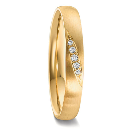Wedding Ring 18k Yellow Gold Diamond 0.036 ct, 5 Stones, tw-vsi