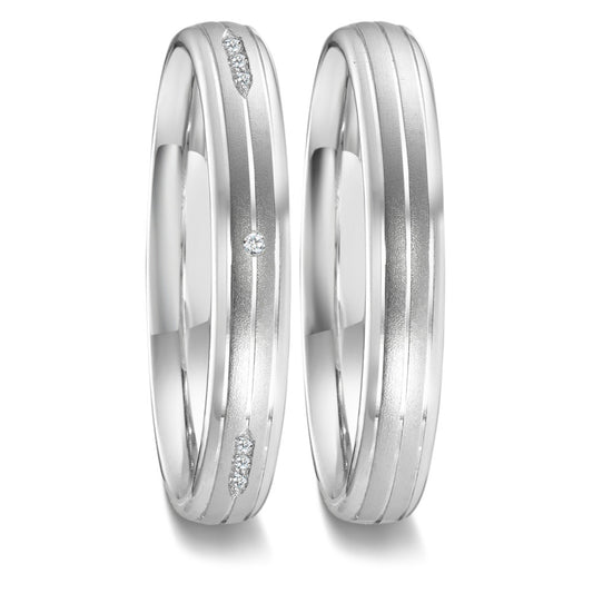 Wedding Ring 18k White Gold Diamond 0.051 ct, 12 Stones, w-vsi