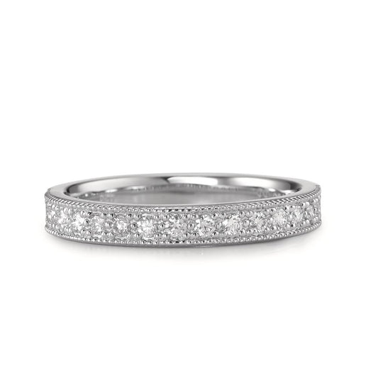 Memory ring 18k White Gold Diamond 0.25 ct, 15 Stones, brilliant, w-si