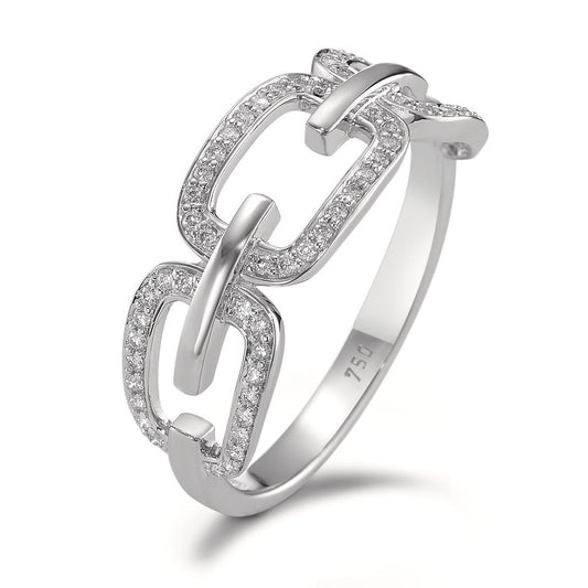 Ring 18k White Gold Diamond 0.20 ct, brilliant, w-si