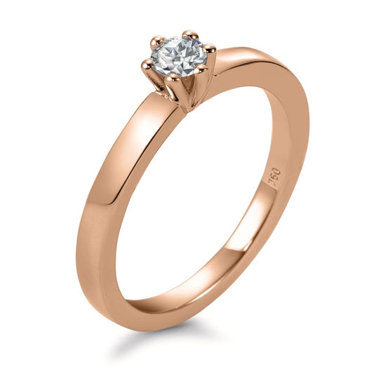 Solitaire ring 18k Red Gold Diamond White, 0.20 ct, brilliant, w-si
