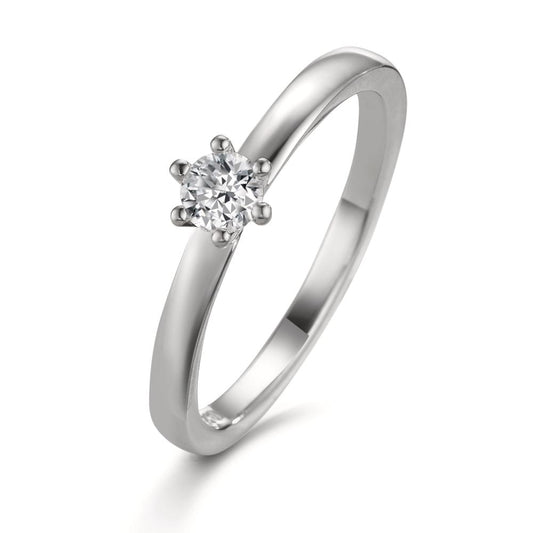 Solitaire ring Platinum 950 Diamond White, 0.20 ct, brilliant, w-si