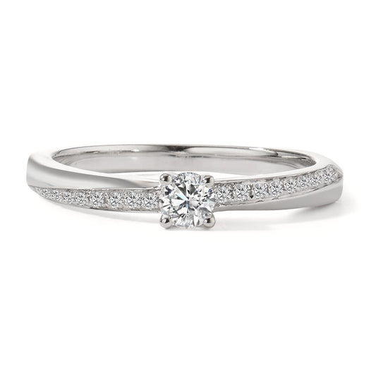 Solitaire ring 18k White Gold Diamond 0.25 ct, 21 Stones, w-si
