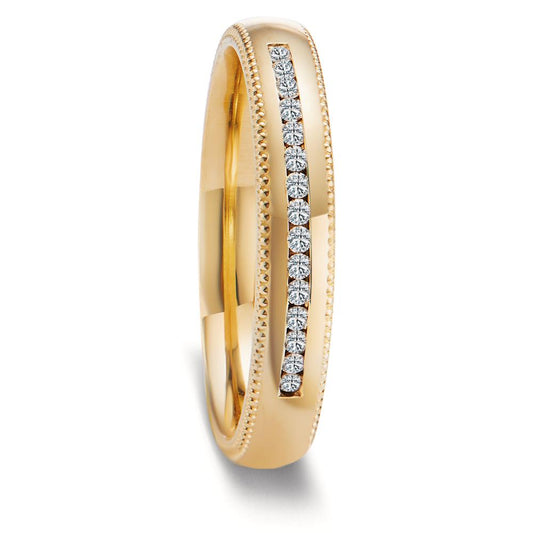 Wedding Ring 18k Yellow Gold Diamond 0.112 ct, 15 Stones, w-si