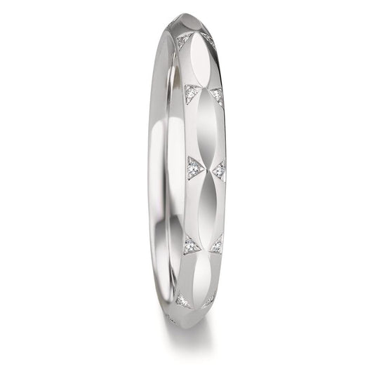 Wedding Ring 18k White Gold Diamond 0.072 ct, 24 Stones, w-vsi