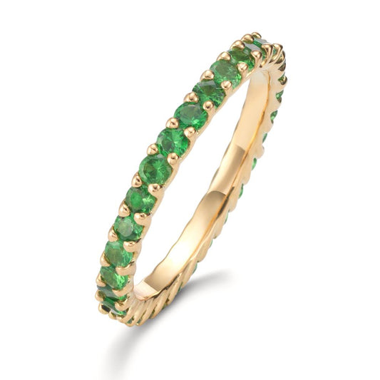 Memory ring 18k Yellow Gold Garnet Green, 1.20 ct, 30 Stones