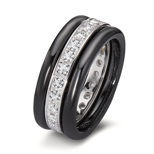 Ring 18k White Gold, Ceramic Diamond 1 ct, 25 Stones, brilliant