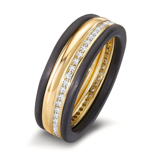 Ring 18k Yellow Gold, Carbon Diamond 0.25 ct, 50 Stones, w-si