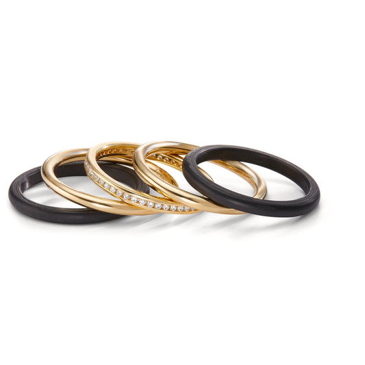 Ring 18k Yellow Gold, Carbon Diamond 0.25 ct, 50 Stones, w-si