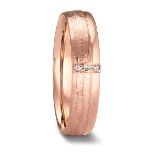 Wedding Ring 18k Rose Gold Diamond 0.015 ct, 3 Stones, w-si