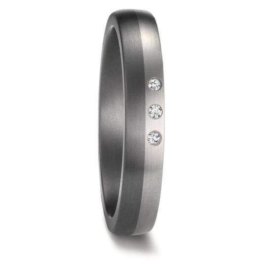 Wedding Ring Tantal 999, Platinum 950 Diamond 0.03 ct, 3 Stones, w-si